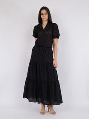 Rana Embroidery Skirt - Black - Neo Noir