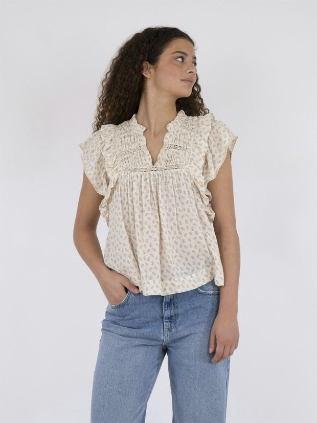 Jayla Basic Blossom Top - Creme - Neo Noir