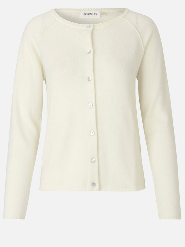 Wool & Cashmere Cardigan long Sleeve - Ivory - Rosemunde