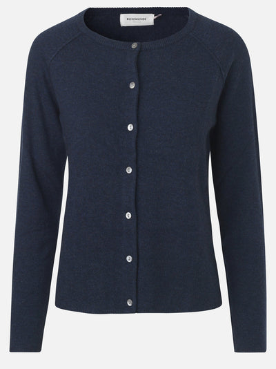 Wool & Cashmere Cardigan - Long Sleeve - Dark Navy Melange - Rosemunde