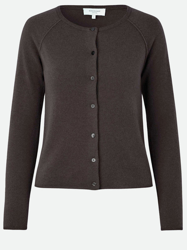 Wool & Cashmere Cardigan - Long Sleeve - Dark Espresso - Rosemunde