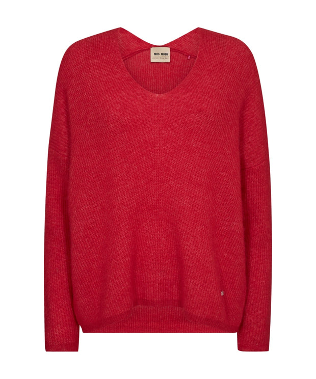 MMThora V-Neck Knit - Chinese Red - Mos Mosh