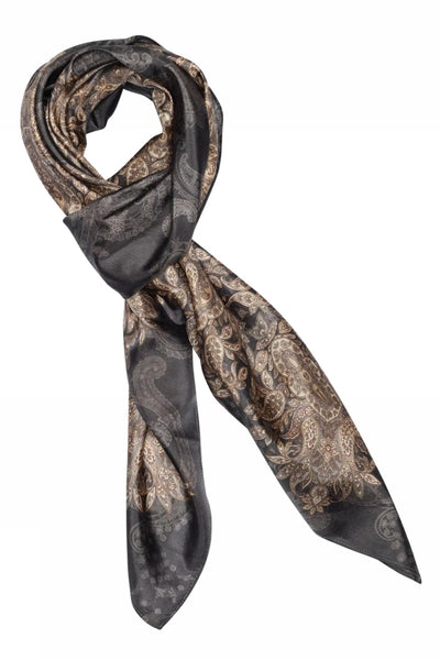 Allis - Printed Silk Scarf - Grey/Sand - Gustav