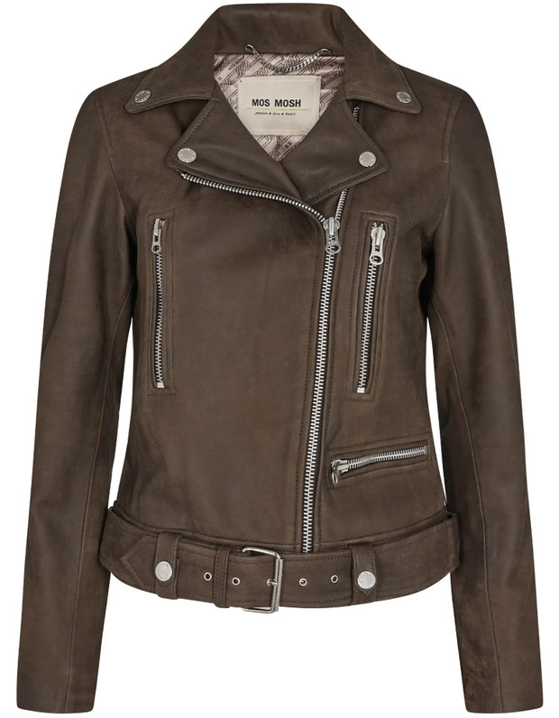 MM Almina Leather Jacket - Skind - Jakke - Slate Black - Mos Mosh