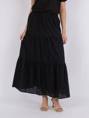 Rana Embroidery Skirt - Black - Neo Noir