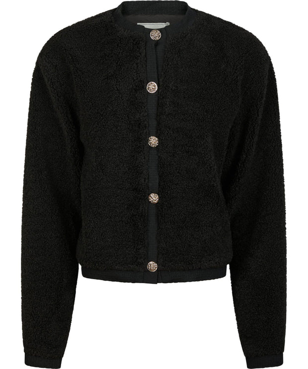 Limo Fluffy Knit Cardigan - Black - Neo Noir