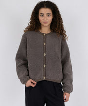 Limo Fluffy Knit Cardigan - Iron - Neo Noir