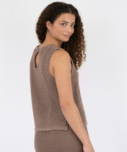 Aritza Crochet Knit Top - Dusty Brown - Neo Noir