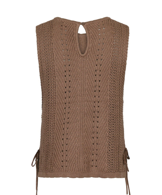 Aritza Crochet Knit Top - Dusty Brown - Neo Noir