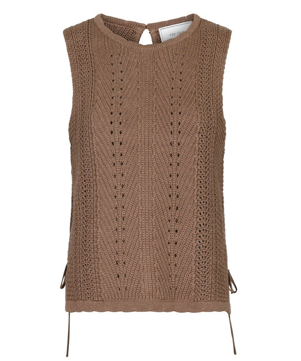 Aritza Crochet Knit Top - Dusty Brown - Neo Noir