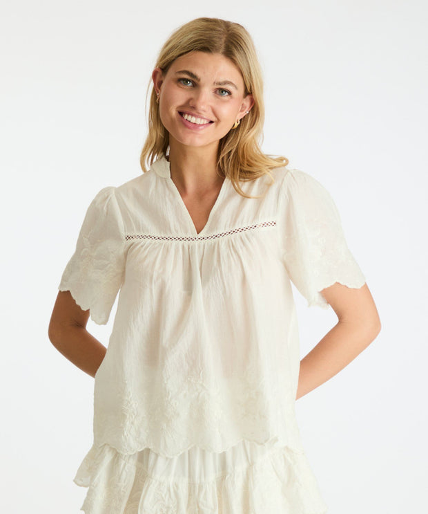 Micheline Embroidery Blouse - Off White - Neo Noir