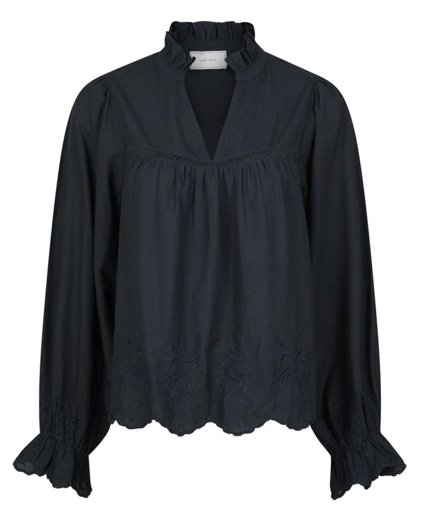 Heline Embroidery Blouse - Navy - Neo Noir