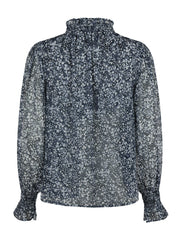 Leia Flower Graphic Blouse - Navy - Neo Noir