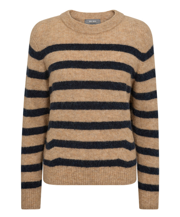 MMThora Stripe Crewneck Knit - Strik - Tannin - Mos Mosh