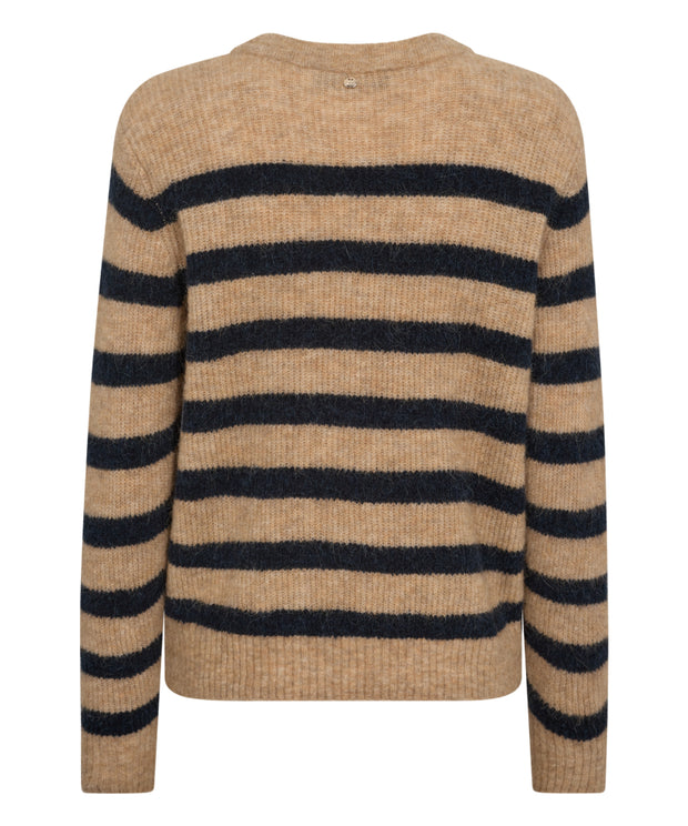 MMThora Stripe Crewneck Knit - Strik - Tannin - Mos Mosh