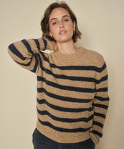 MMThora Stripe Crewneck Knit - Strik - Tannin - Mos Mosh