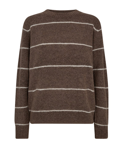 MMThora Slim Stripe Crewneck Knit - Pine Bark - Mos Mosh