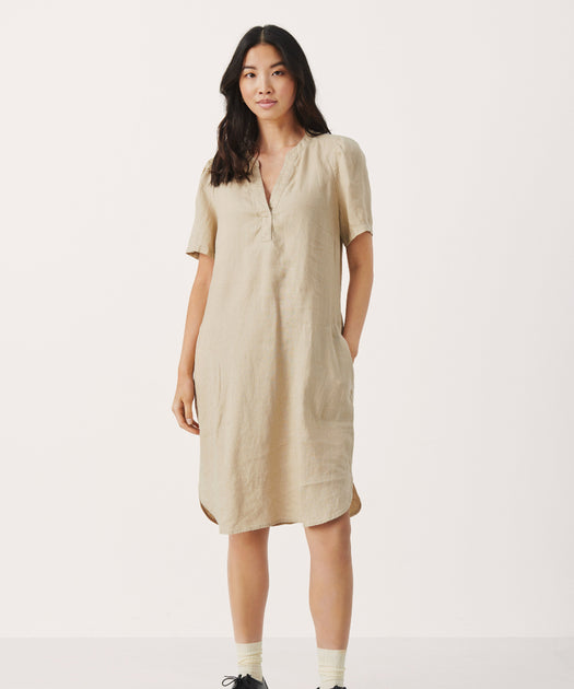 AminasePW DR - Linen Dress - French Oak - Part Two – Kræmmerhuset