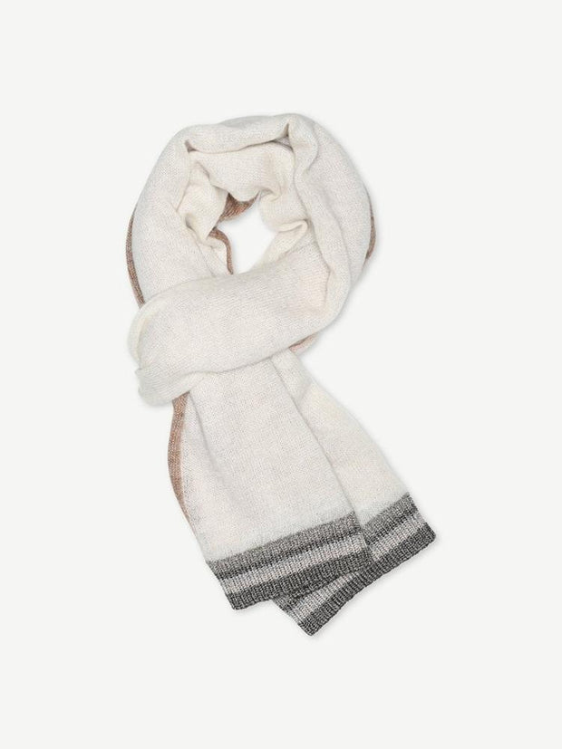 Etine - Striped Lurex Scarf - Grey Stripe - Gustav