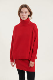 Lise Short T-Neck - High Risk Red - Basic Apparel