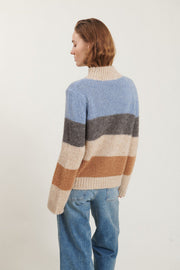 Caterina Sweater - Asleigh Blue/Dark Grey Melange/Tobacco Brown - Basic Apparel