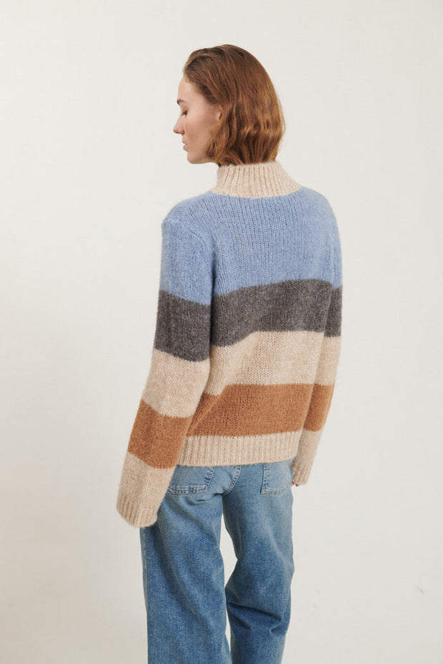 Caterina Sweater - Asleigh Blue/Dark Grey Melange/Tobacco Brown - Basic Apparel