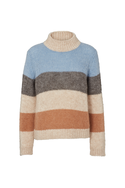 Caterina Sweater - Asleigh Blue/Dark Grey Melange/Tobacco Brown - Basic Apparel