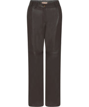 Dida - Straight Leg Pants - Leather - Chocolate - Gustav