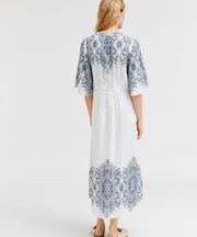 Hali - Long Dress - White Print - Gustav