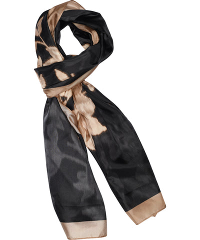 Joory - Printed Silk Scarf - Black/Sand - Gustav