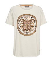 MMFiona O-SS Embroidery Tee - Ecru - Mos Mosh