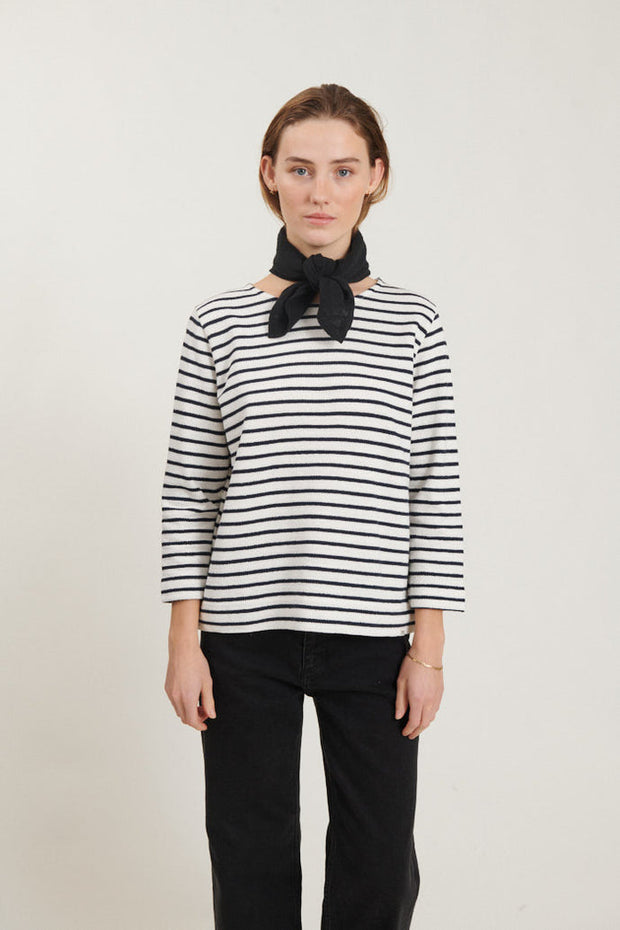 Mint Loose Tee - Whisper White/Sky Captain - Basic Apparel