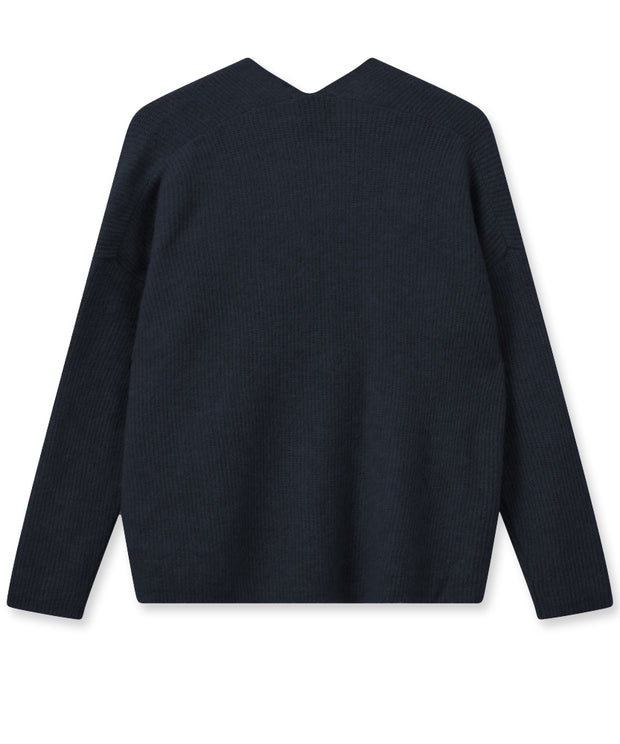 MMThora V-Neck Knit - Salute Navy - Mos Mosh