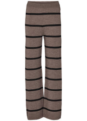 Vera Wide Pant Stripe - Brown Melange/Black - Basic Apparel