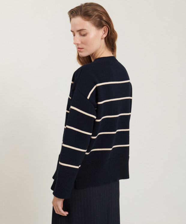 Winie O-Neck Stripe - Sky Captain/Birch - Basic Apparel