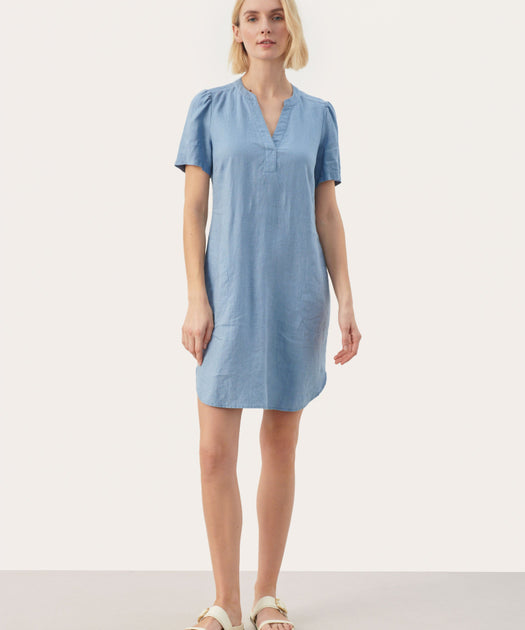 AminasePW DR - Linen Dress - Faded Denim - Part Two – Kræmmerhuset