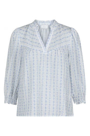 Carlie Flower Stripe Blouse - Blue - Neo Noir