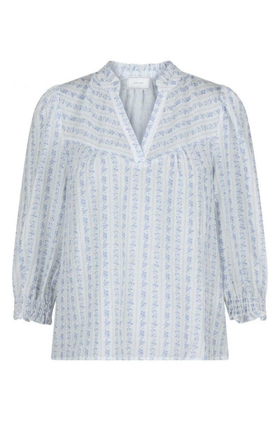 Carlie Flower Stripe Blouse - Blue - Neo Noir