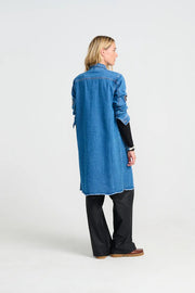 Foxy Denim Long Jacket - Denim Blue - Costa Mani