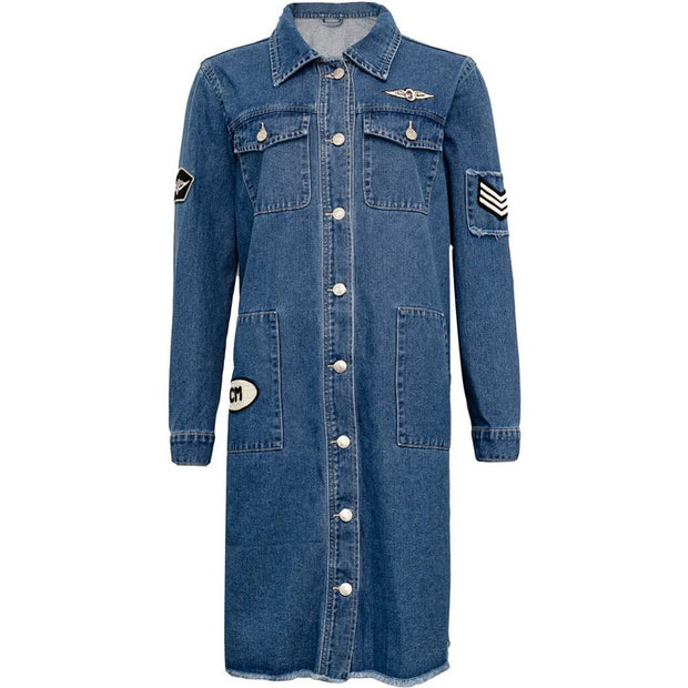 Foxy Denim Long Jacket - Denim Blue - Costa Mani