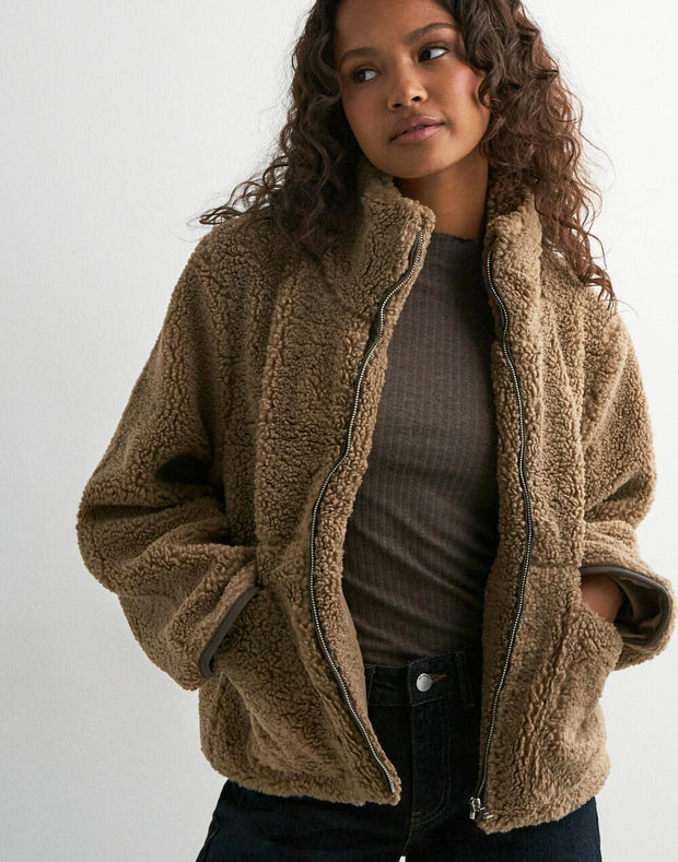 Effa Teddy Jacket - Taupe - Neo Noir