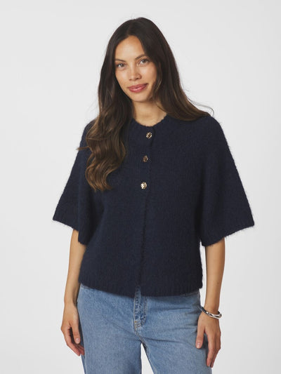 Benuta Fluffy Knit Cardigan - Navy - Neo Noir