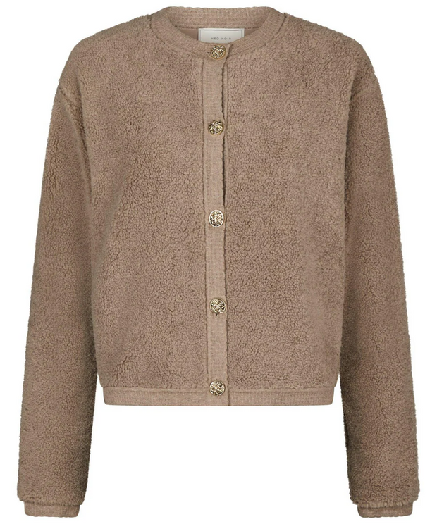 Limo Fluffy Knit Cardigan - Dark Sand - Neo Noir