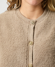 Limo Fluffy Knit Cardigan - Dark Sand - Neo Noir
