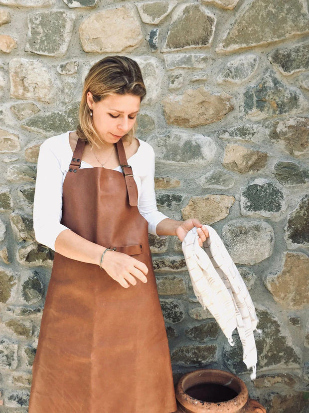 Forklæde - 100% Kernelæder - Lysebrun - Made by Mama