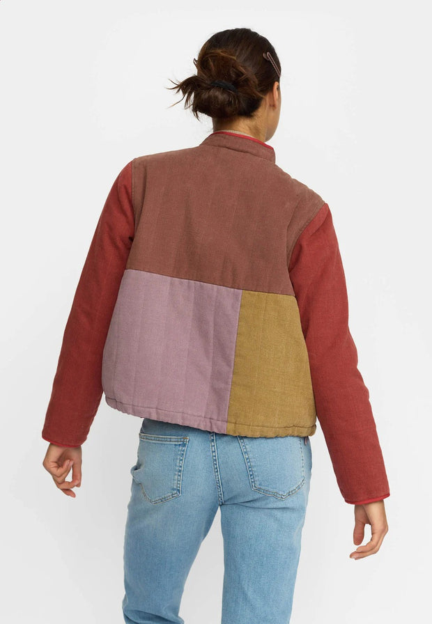 Quilted Patchwork Jacket - Brown - Selfhood
