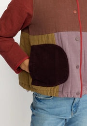 Quilted Patchwork Jacket - Brown - Selfhood