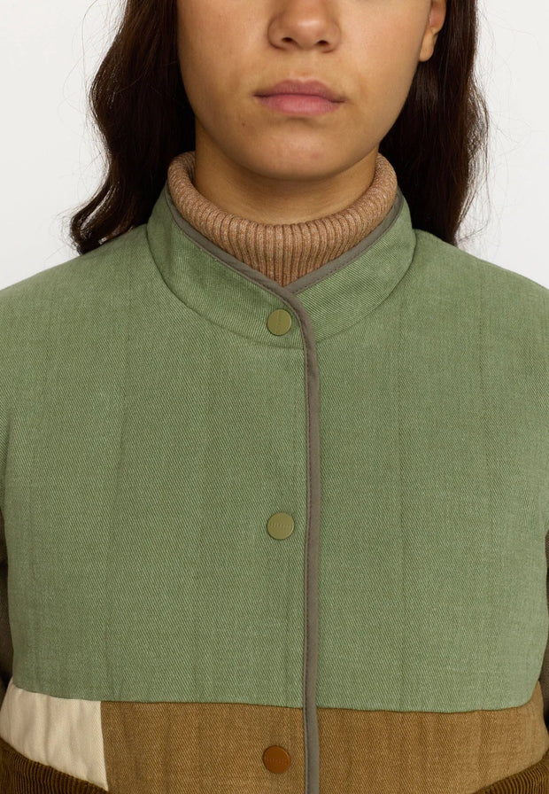 Quilted Patchwork Jacket - Army - Selfhood