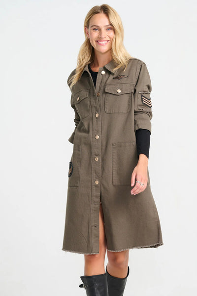 Foxy Long Jacket - Army - Costa Mani
