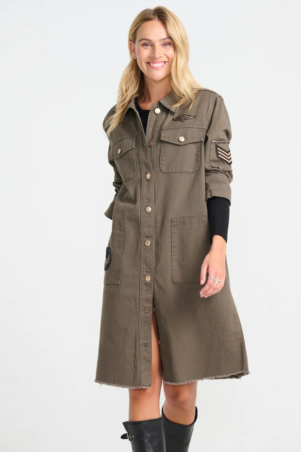 Foxy Long Jacket - Army - Costa Mani